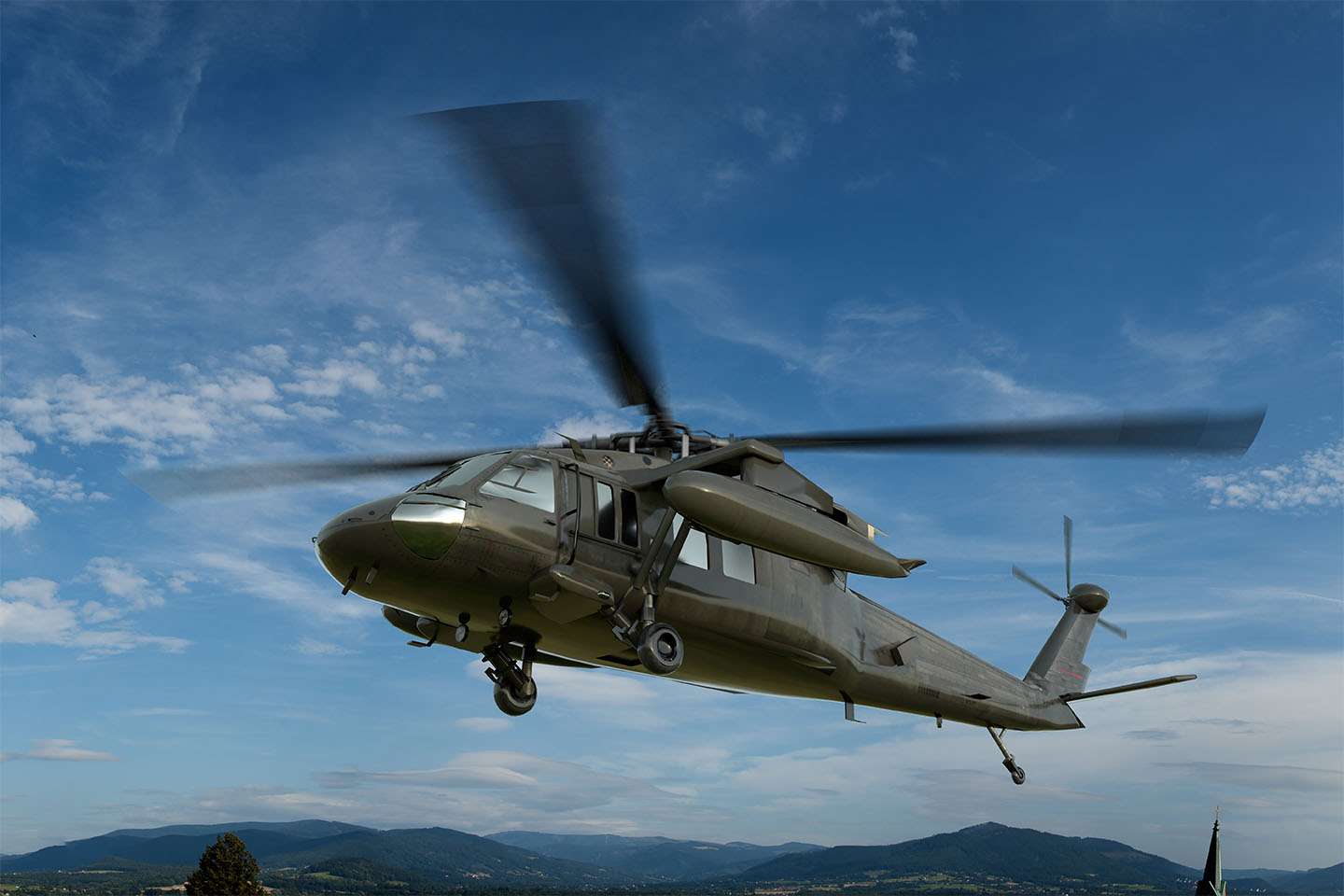Military Chopper in Flight